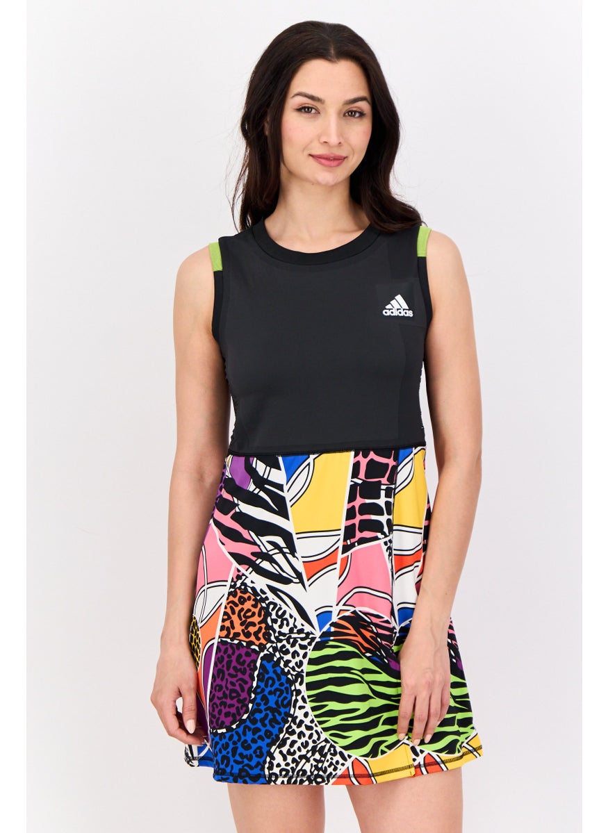 Women Sportswear Fit Sleeveless Outdoor Dress And Short Set, Multicolor
