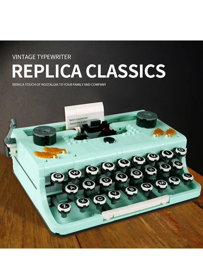 820PCS Retro Typewriter Building Set for Adults, Classic Retro Series Typewriters Toys Model, Easy Stow and Store, Best Nostalgic Gift for 6 Year Old Kids or Adult, Green