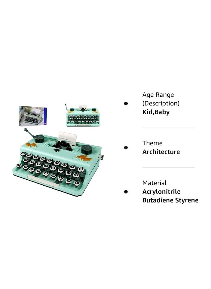 820PCS Retro Typewriter Building Set for Adults, Classic Retro Series Typewriters Toys Model, Easy Stow and Store, Best Nostalgic Gift for 6 Year Old Kids or Adult, Green