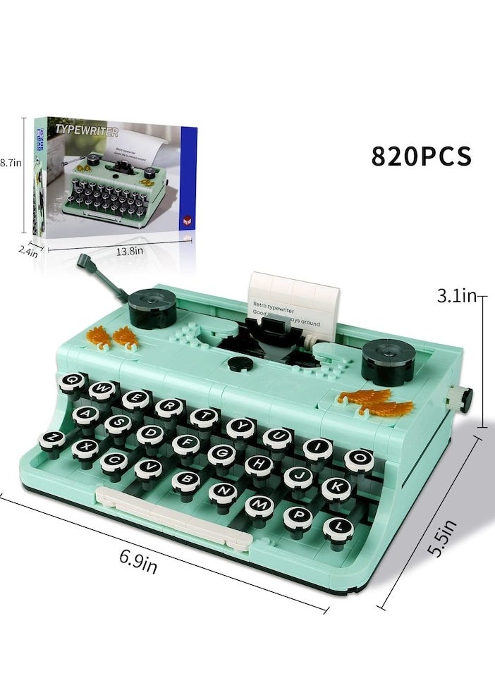 820PCS Retro Typewriter Building Set for Adults, Classic Retro Series Typewriters Toys Model, Easy Stow and Store, Best Nostalgic Gift for 6 Year Old Kids or Adult, Green