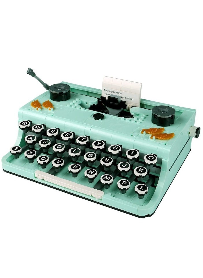 820PCS Retro Typewriter Building Set for Adults, Classic Retro Series Typewriters Toys Model, Easy Stow and Store, Best Nostalgic Gift for 6 Year Old Kids or Adult, Green