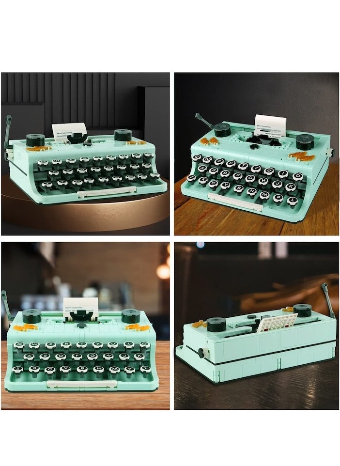 820PCS Retro Typewriter Building Set for Adults, Classic Retro Series Typewriters Toys Model, Easy Stow and Store, Best Nostalgic Gift for 6 Year Old Kids or Adult, Green