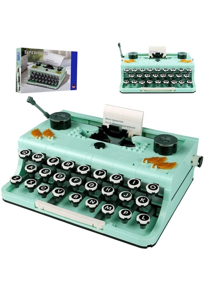 820PCS Retro Typewriter Building Set for Adults, Classic Retro Series Typewriters Toys Model, Easy Stow and Store, Best Nostalgic Gift for 6 Year Old Kids or Adult, Green