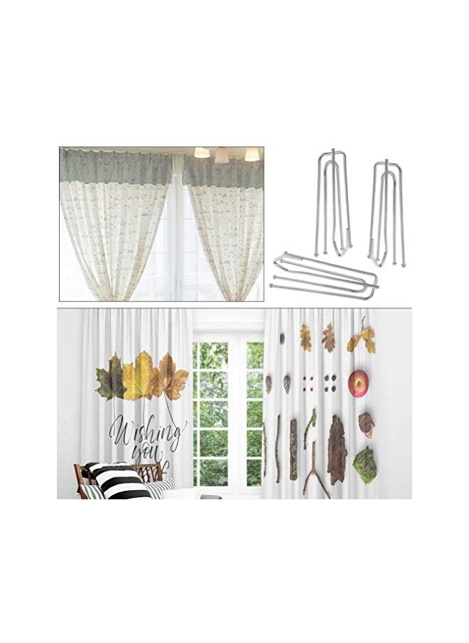 The Bros12pcs Stainless Steel Curtain Pleater Tape Hooks Stainless Curtain Pleat Hook 4 Prongs Pinch Pleat Hook Clip Traverse Pleater(Curtain Rings not Included)