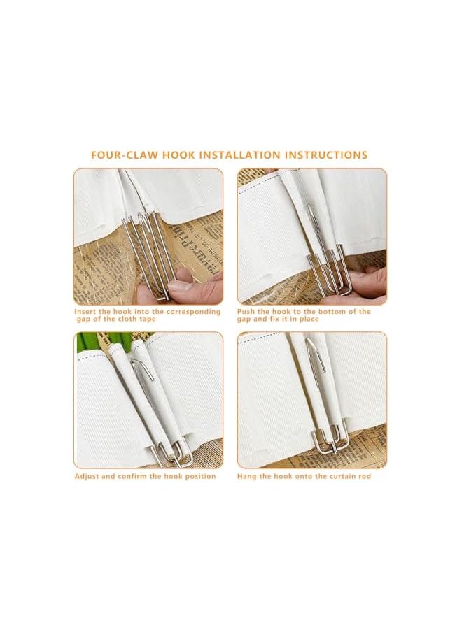 The Bros12pcs Stainless Steel Curtain Pleater Tape Hooks Stainless Curtain Pleat Hook 4 Prongs Pinch Pleat Hook Clip Traverse Pleater(Curtain Rings not Included)
