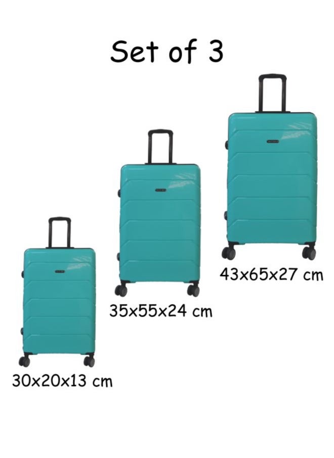 Gai Mattiolo 4-Wheeled Trolley Bag, PP Material, Italian Design, Lightweight and Durable Travel Suitcase, Set of 3, Blue