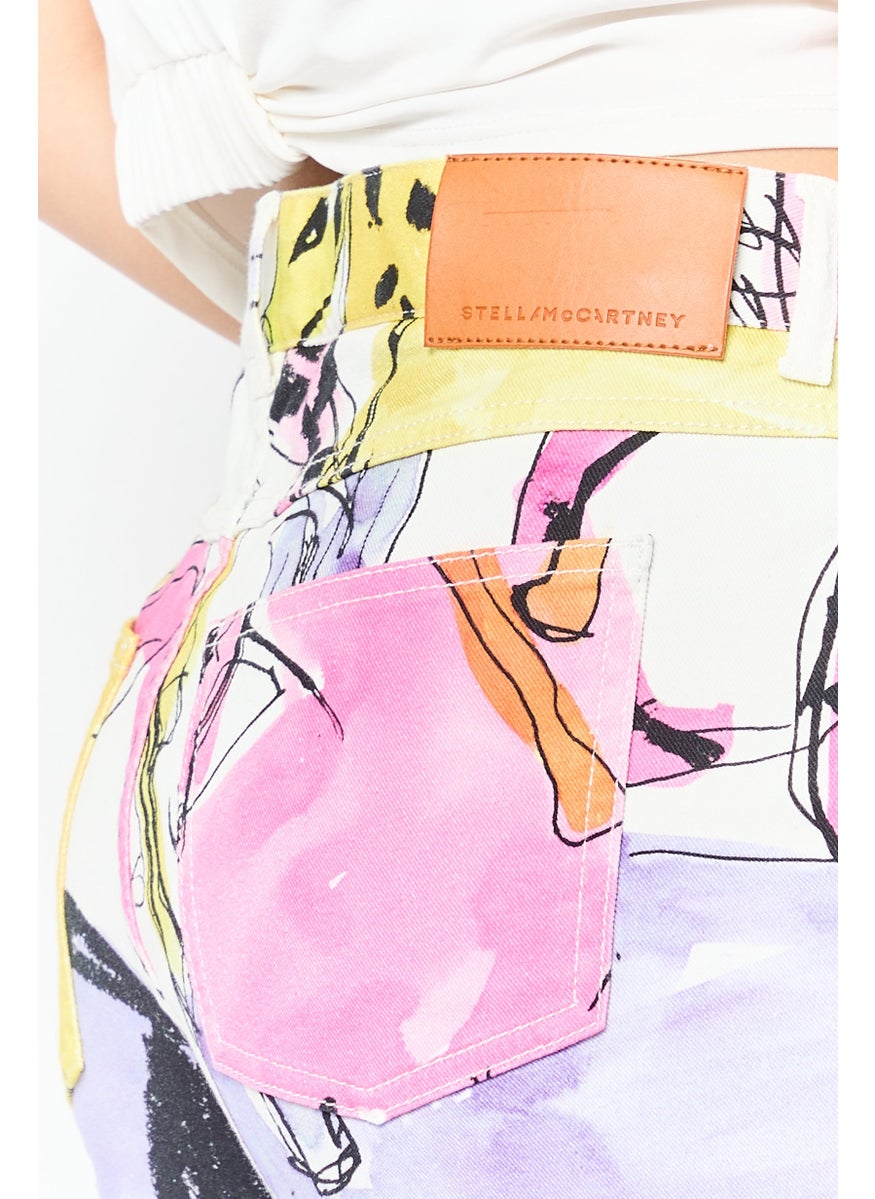 Women Regular Fit Allover Print Stretchable Denim Jeans, Multicolor