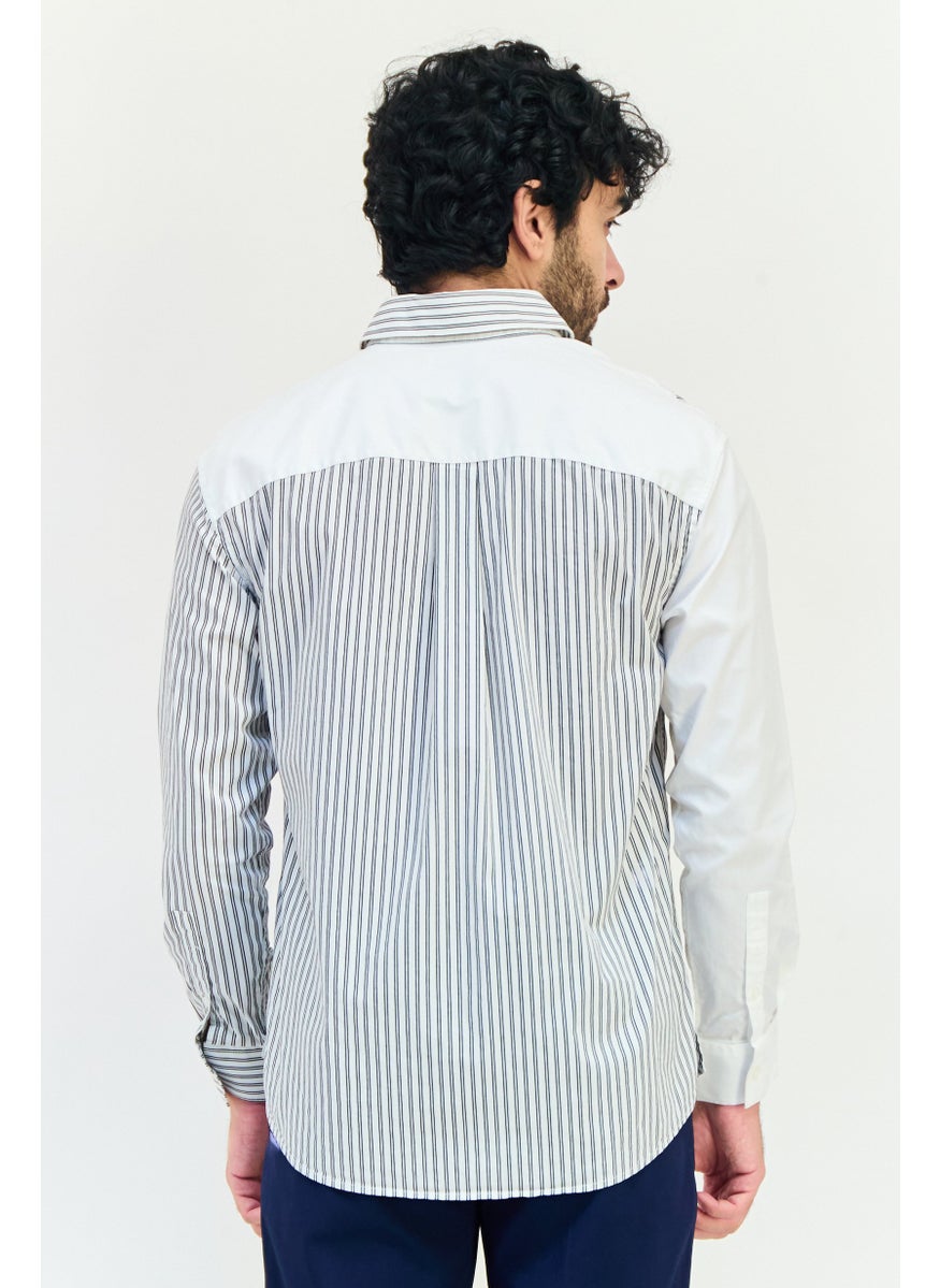 Men Regular Fit Long Sleeve Stripe Casual Shirt, Multicolor