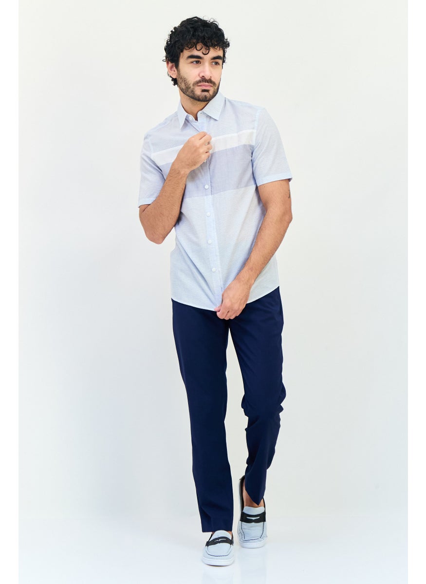Men Regular Fit Short Sleeves Stripe Casual Shirt, Multicolor
