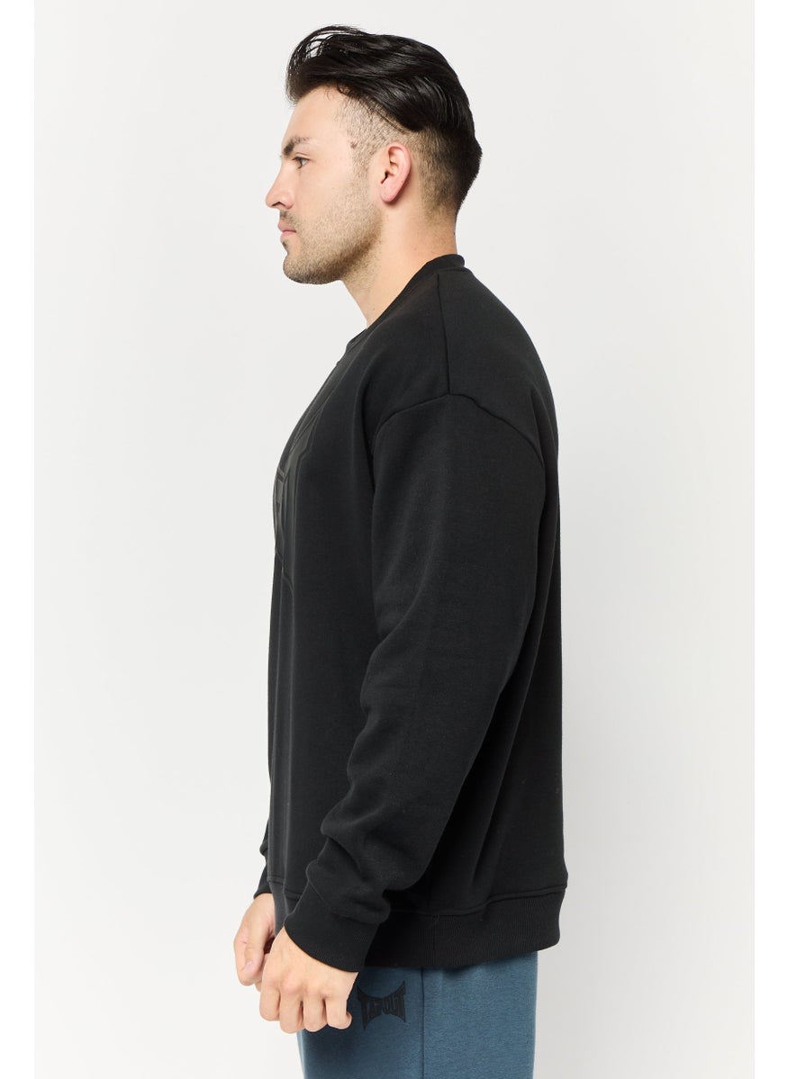 Men Sportswear Fit Long Sleeve Outdoor Sweatshirt, Black