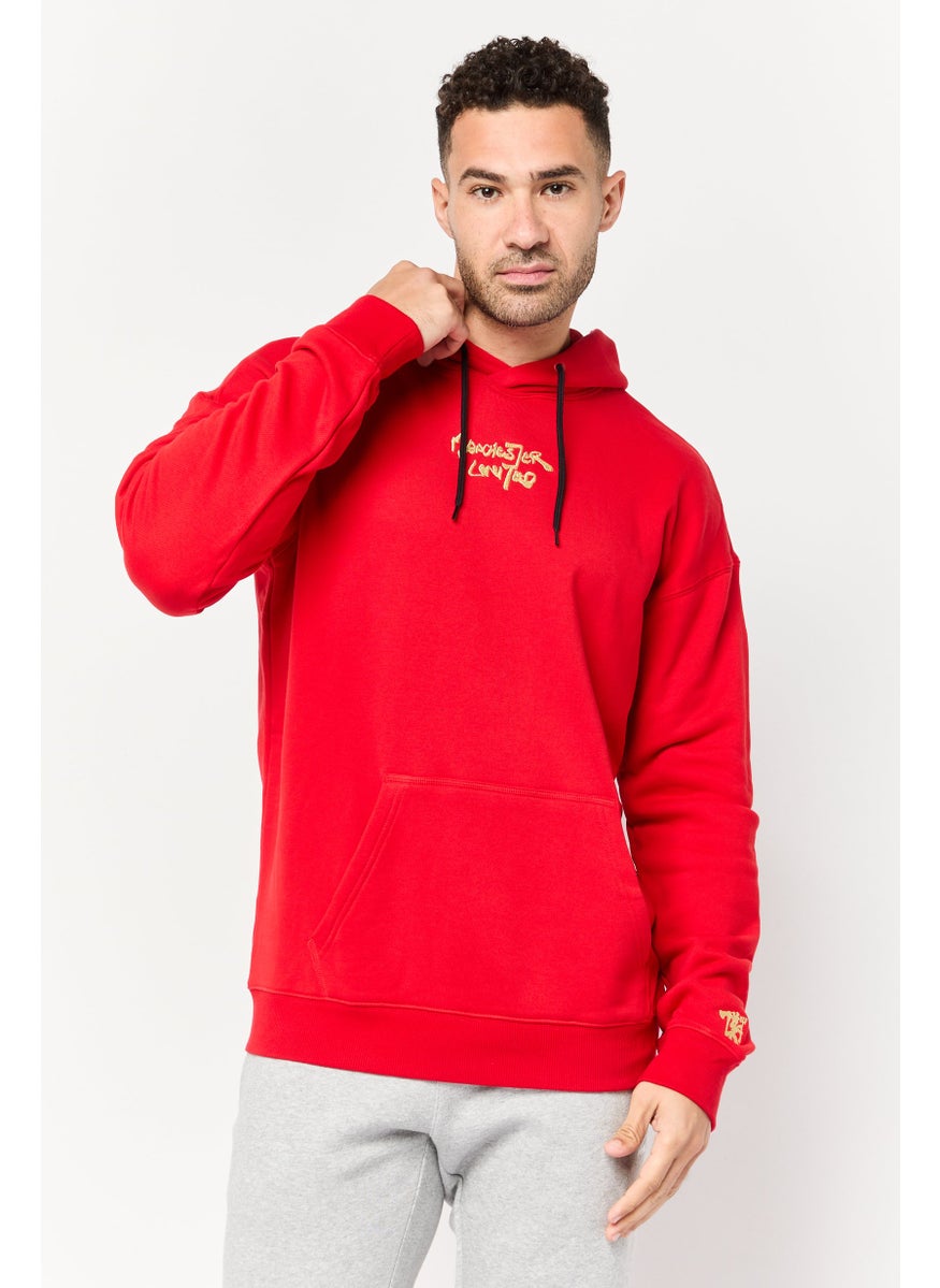 Men Sportswear Fit Long Sleeve Manchester United Football Sweatshirts, Red