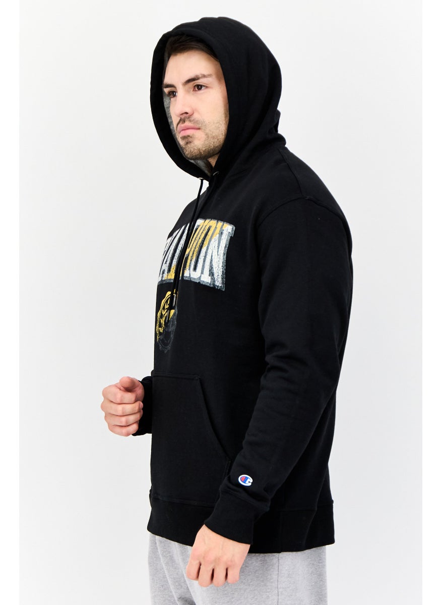 Men Sportswear Fit Outdoor Hooded Sweatshirt, Black