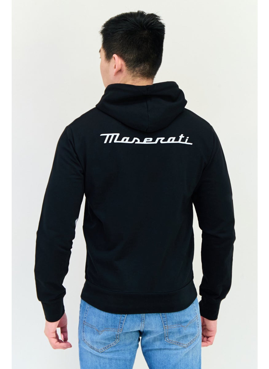 Men Hooded Long Sleeves Brand Logo Sweatshirt, Black
