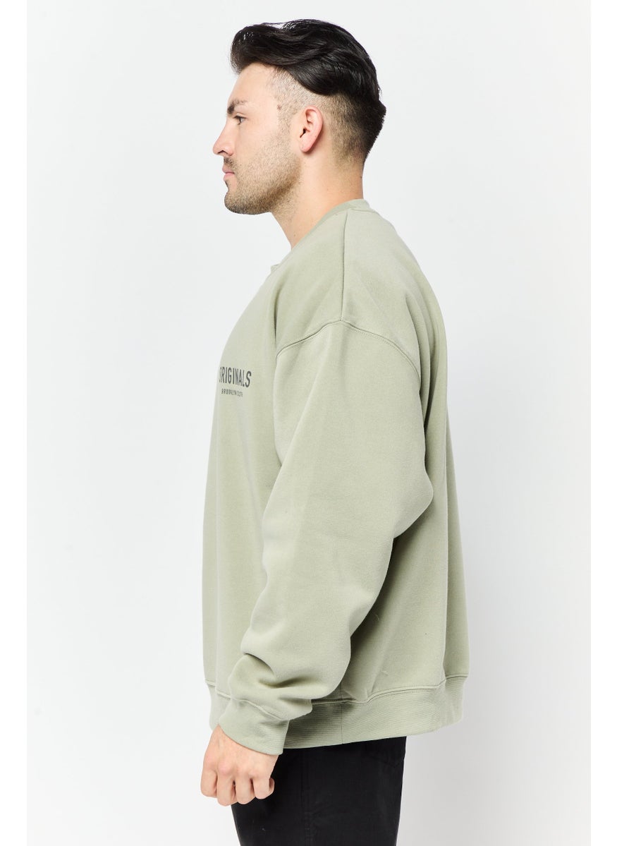 Men Sportswear Fit Long Sleeve Outdoor Sweatshirt, Sage Green