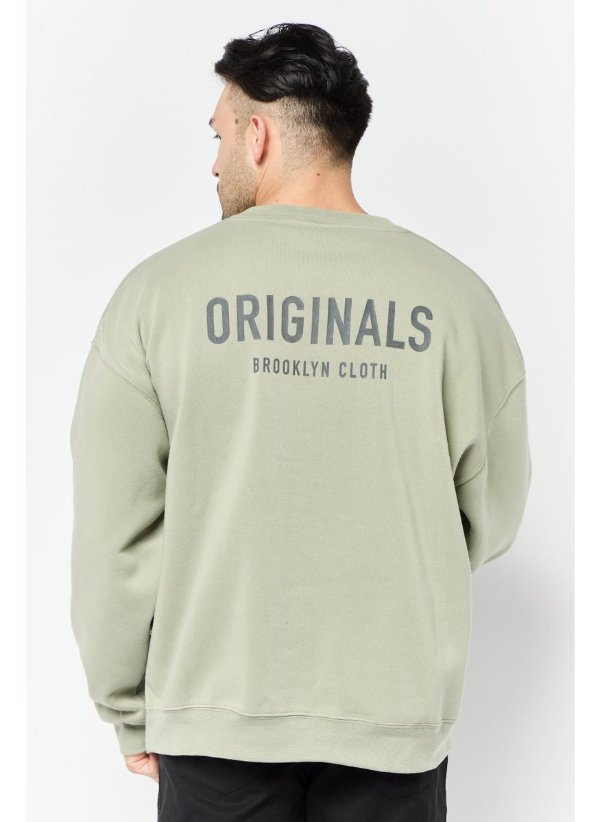 Men Sportswear Fit Long Sleeve Outdoor Sweatshirt, Sage Green