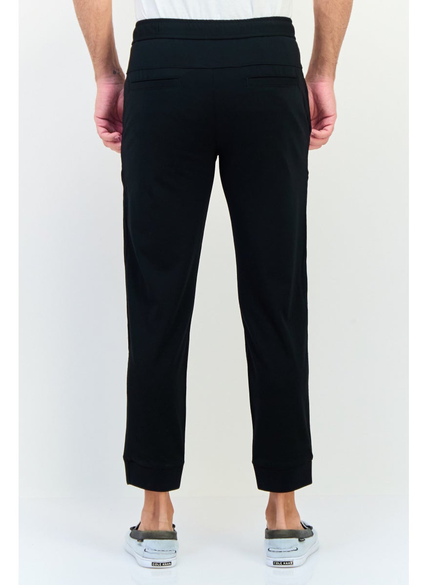 Men Cuffed Fit Solid Jogger Pants, Black
