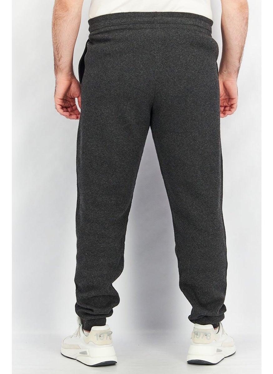 Men Heather Drawstring Pants, Charcoal