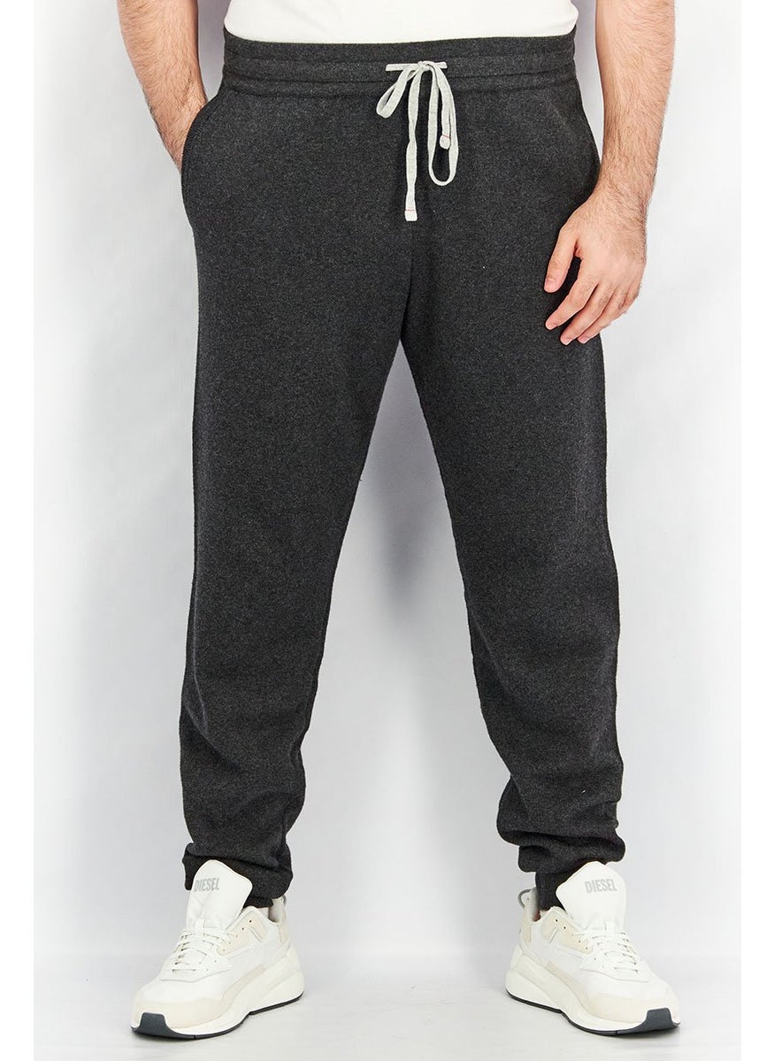 Men Heather Drawstring Pants, Charcoal