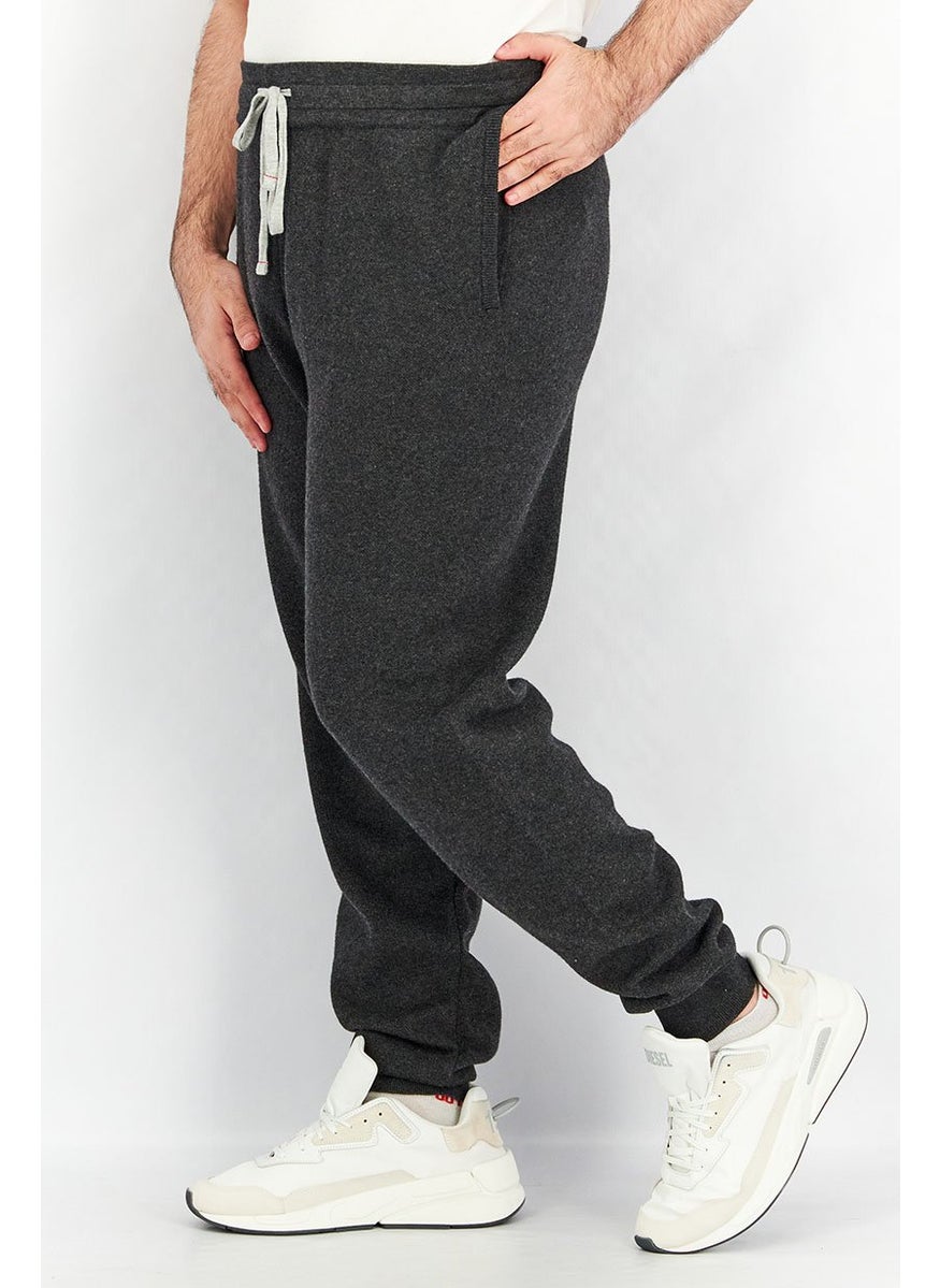 Men Heather Drawstring Pants, Charcoal
