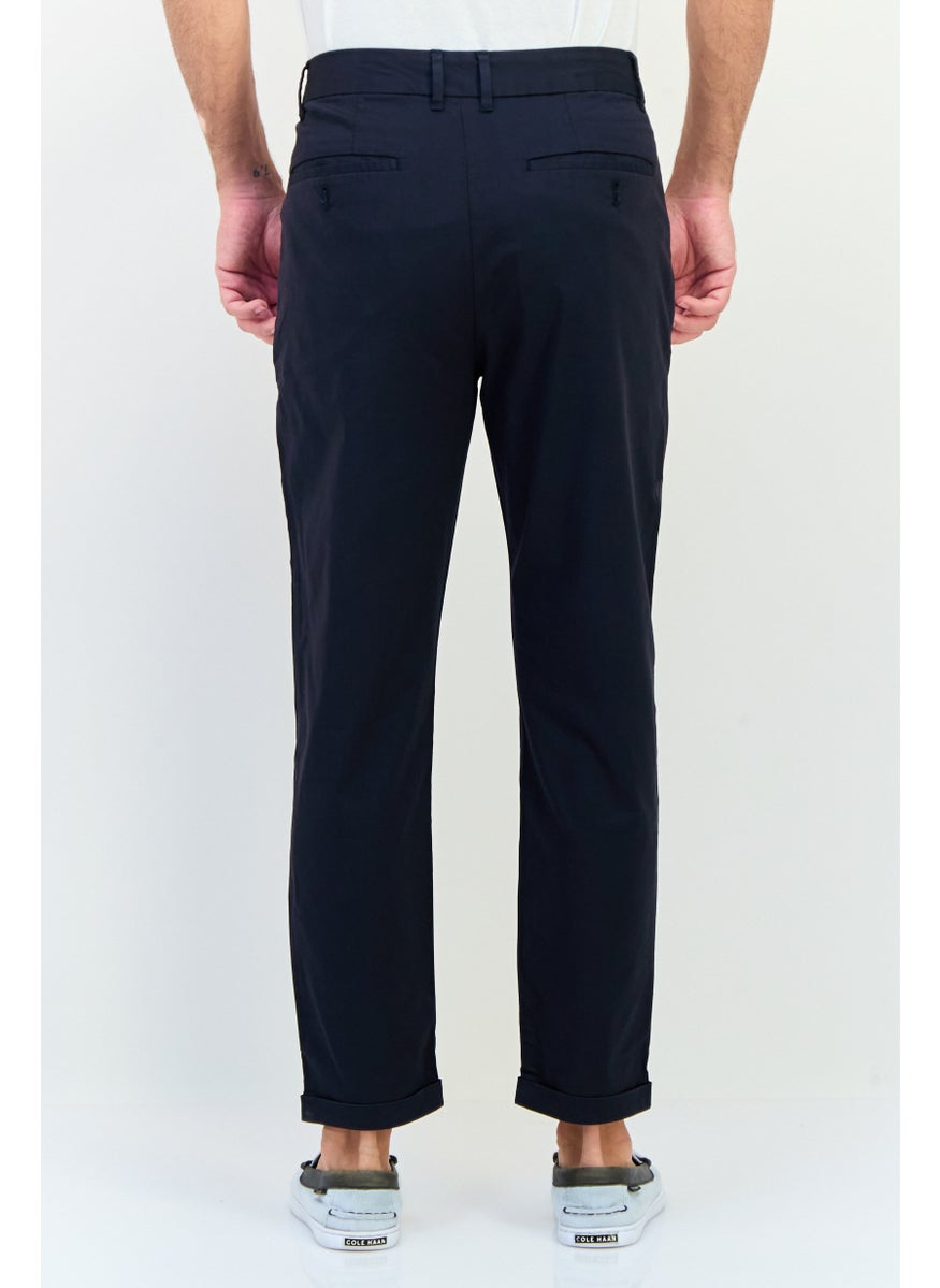 Men Tapered Fit Plain Chino Pants, Navy