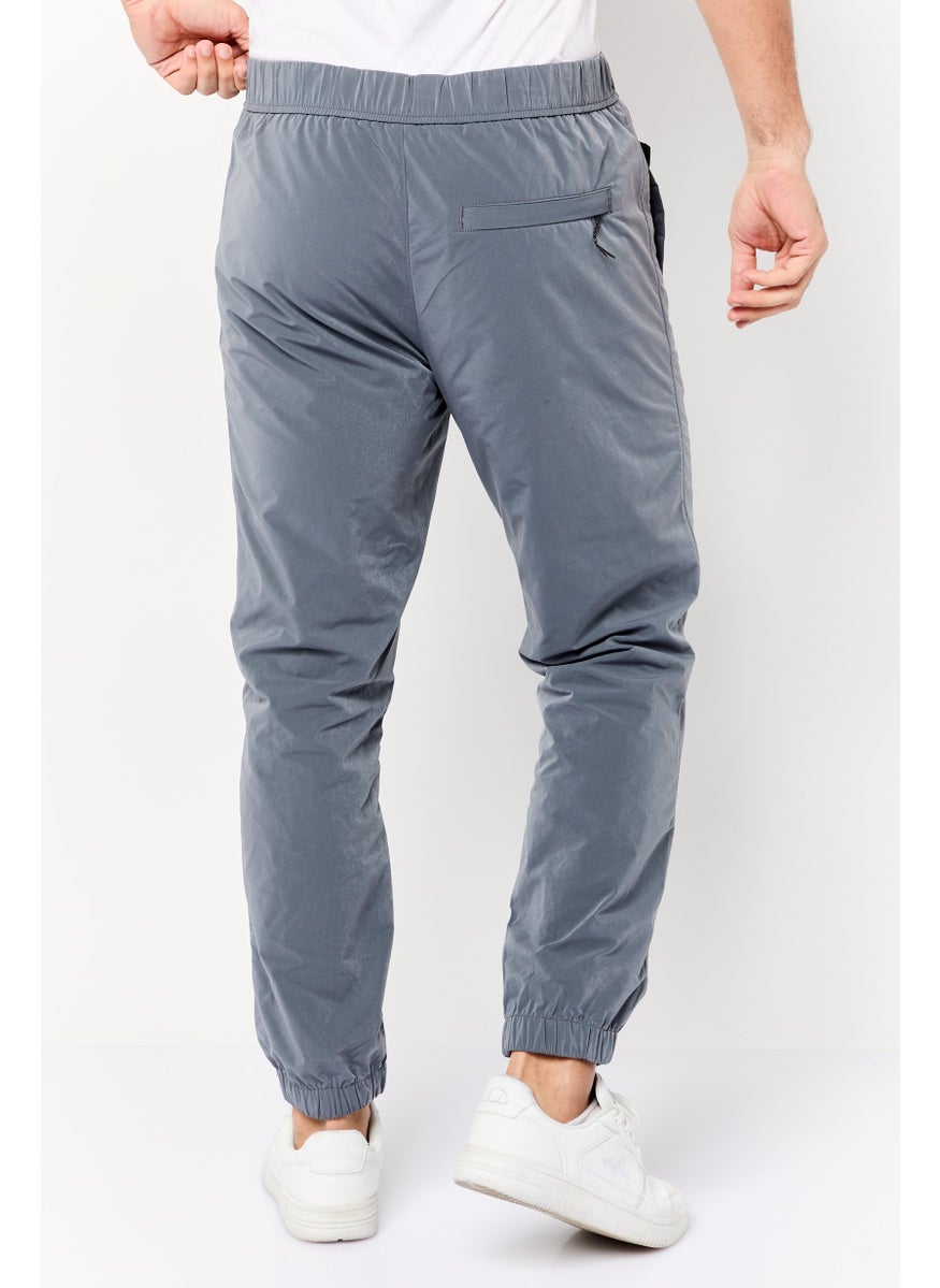 Men Tapered Fit Solid Non Stretchable Jogger Pants, Grey