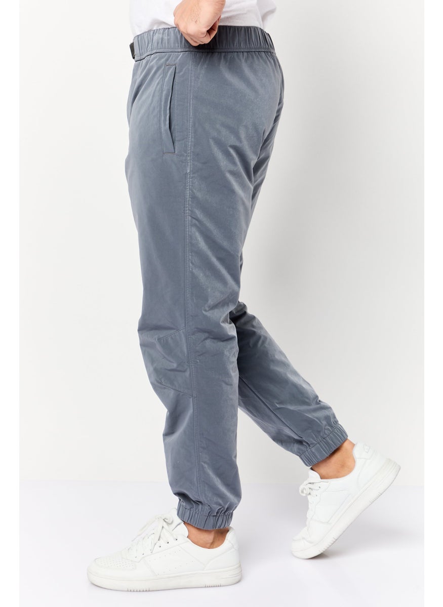 Men Tapered Fit Solid Non Stretchable Jogger Pants, Grey