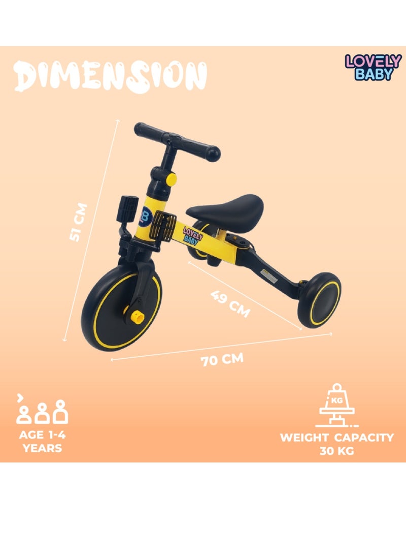Lovely Baby 2-in-1 Kids Balance Bike & Tricycle LB 152 – Adjustable Seat, EVA Wheels, Leather Seat, Indoor & Outdoor Toddler Ride-On for Boys & Girls, Convertible Baby Trike for 1-4 Years