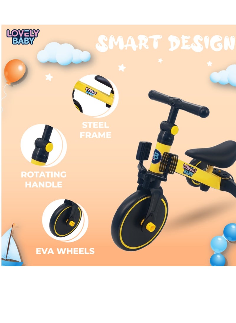 Lovely Baby 2-in-1 Kids Balance Bike & Tricycle LB 152 – Adjustable Seat, EVA Wheels, Leather Seat, Indoor & Outdoor Toddler Ride-On for Boys & Girls, Convertible Baby Trike for 1-4 Years