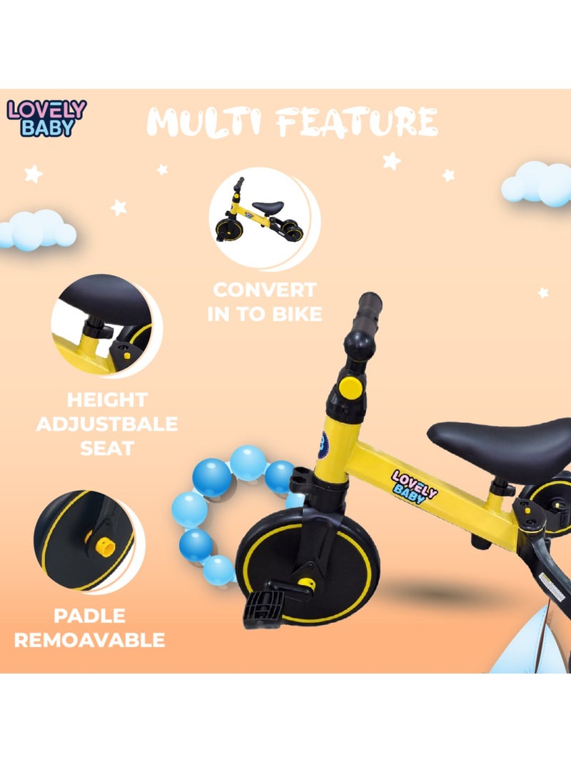 Lovely Baby 2-in-1 Kids Balance Bike & Tricycle LB 152 – Adjustable Seat, EVA Wheels, Leather Seat, Indoor & Outdoor Toddler Ride-On for Boys & Girls, Convertible Baby Trike for 1-4 Years