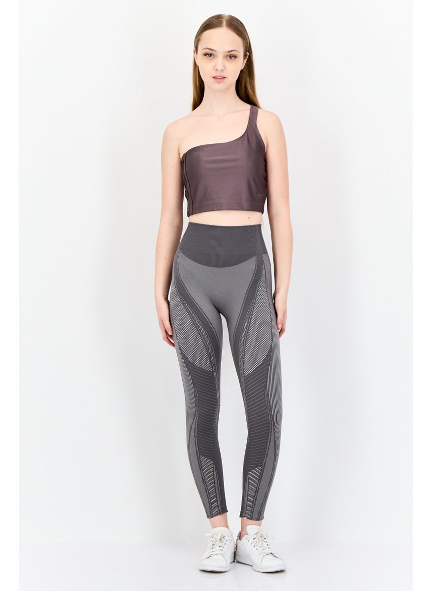 Women Sportswear Fit Sleeveless Training Crop Top, Charcoal Grey