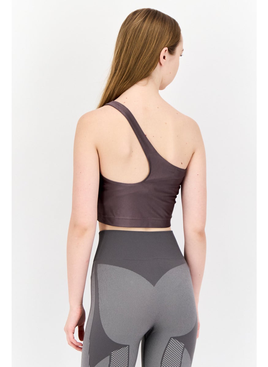 Women Sportswear Fit Sleeveless Training Crop Top, Charcoal Grey