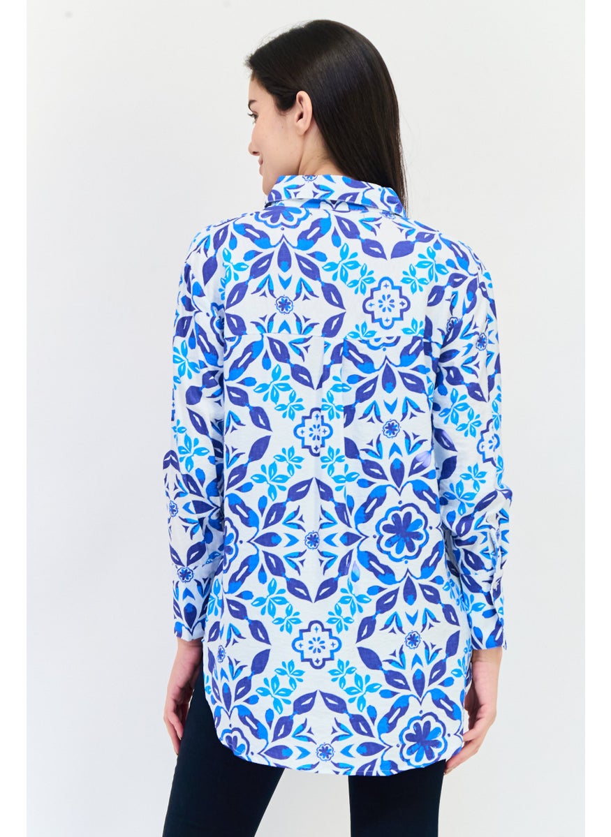Women Regular Fit Long Sleeve Floral Print Casual Shirts, Multicolor