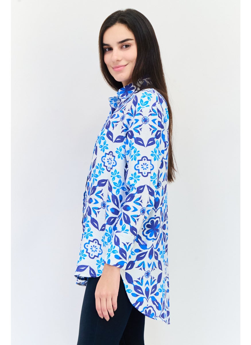 Women Regular Fit Long Sleeve Floral Print Casual Shirts, Multicolor