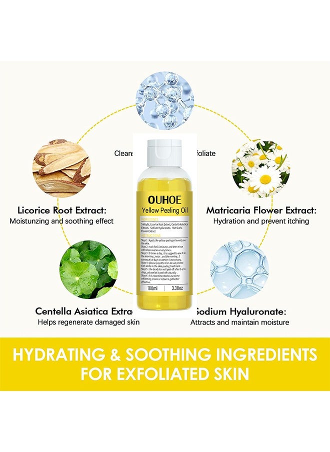 Yellow Peeling Oil Super Strength Exfoliating Dark Skin for Body,Skin Whitening Stretoh Marks Remover Peeling Solution with Salicylic Acid, Dark Spot Corrector for Body, Skin Brightening Peeling Solution for Dull Skin100ml