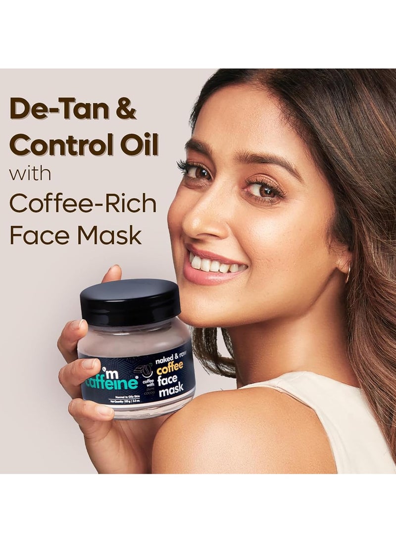 Coffee De Tan Face Pack Mask with Kaolin Clay, Multani Mitti & Bentonite Clay | Removes Tan, Cleanses Pores & Controls Excess Oil | For All Skin Types (100gm)