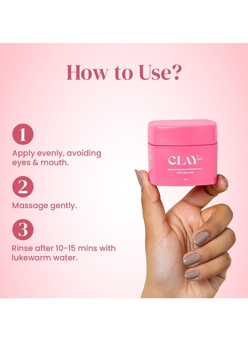 Detan Rice Pack with AHA & BHA | D Tan Face Pack | Brightening Face Pack | Salicylic Acid Face Wash | Skin Care for Tan Removal, Acne & Oily Skin | 50g