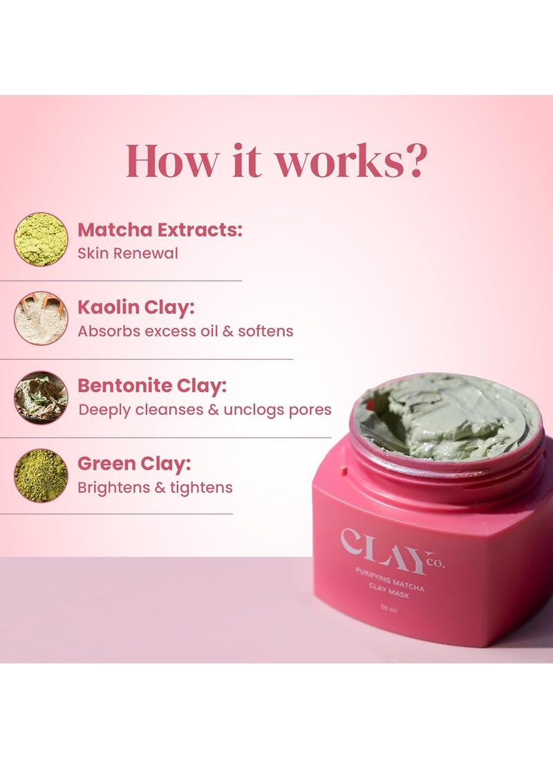 Matcha Detox Clay Mask | Deep Cleansing & Brightening | Green Tea & Collagen | Tan Removal & Dark Spot Reduction | Vegan Japanese Skincare | 50ml