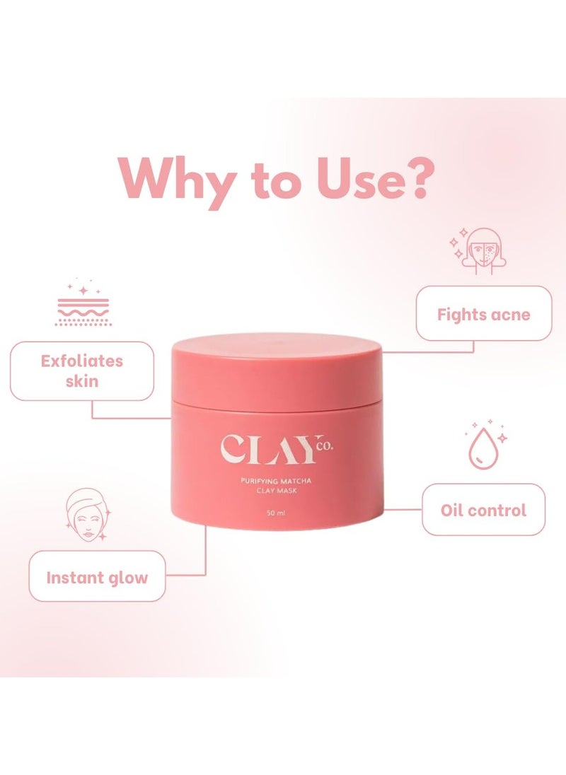 Matcha Detox Clay Mask | Deep Cleansing & Brightening | Green Tea & Collagen | Tan Removal & Dark Spot Reduction | Vegan Japanese Skincare | 50ml