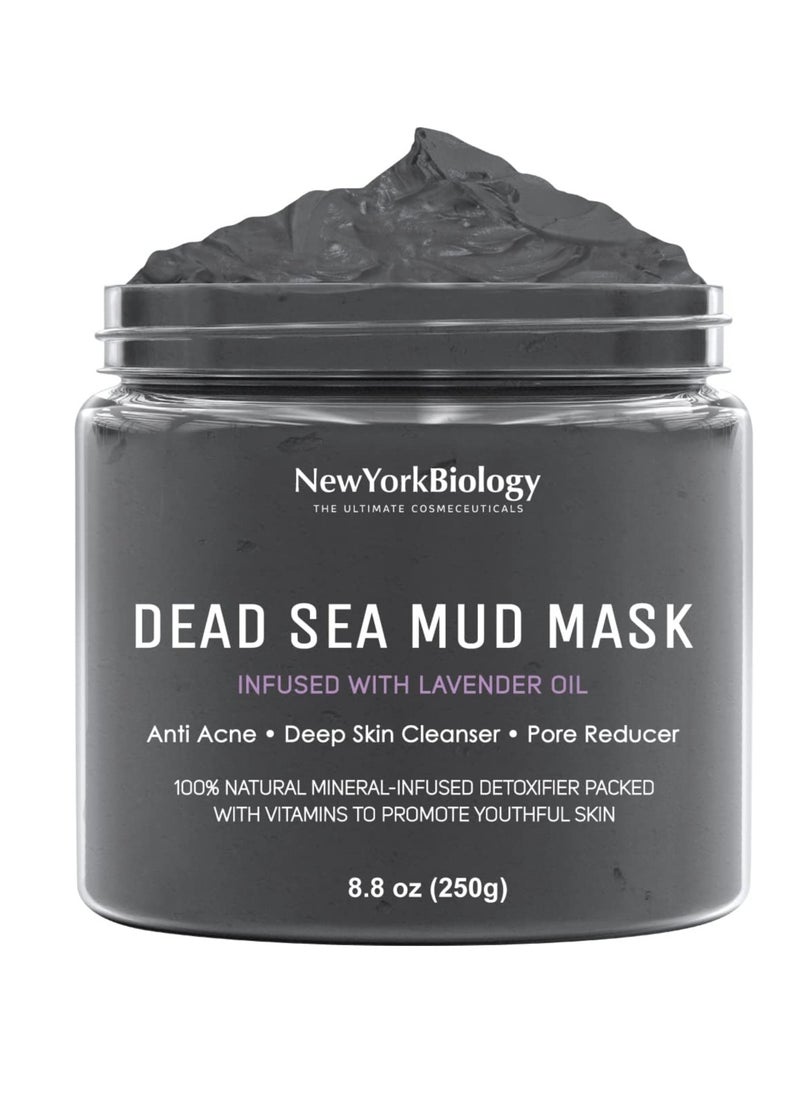 Dead Sea Mud Mask for Face and Body Infused with Lavender Spa Quality Pore Reducer for Acne Blackheads and Oily Skin Tightens Skin for A Healthier Complexion 250 g