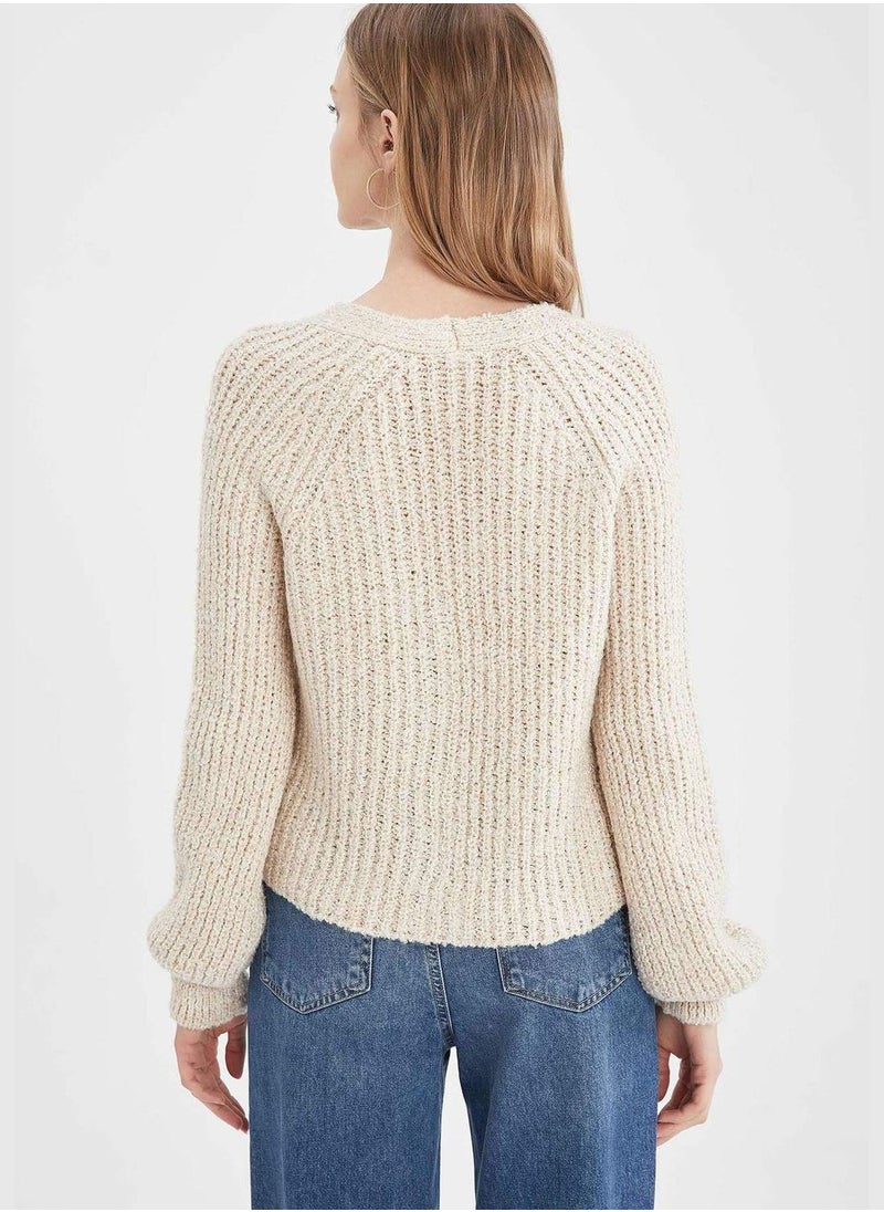Long Sleeve V-Neck Button Down Cardigan