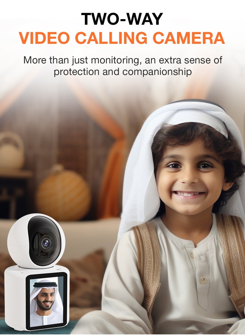 Sekyo Smart Video Calling Baby Monitor Camera with Screen - 1 Click Call, Two-Way Video Calling, 360° View | Motion Sensor, Night Vision, App Alert Indoor Pet Monitoring, Ideal for Baby Monitor, Pet Camera