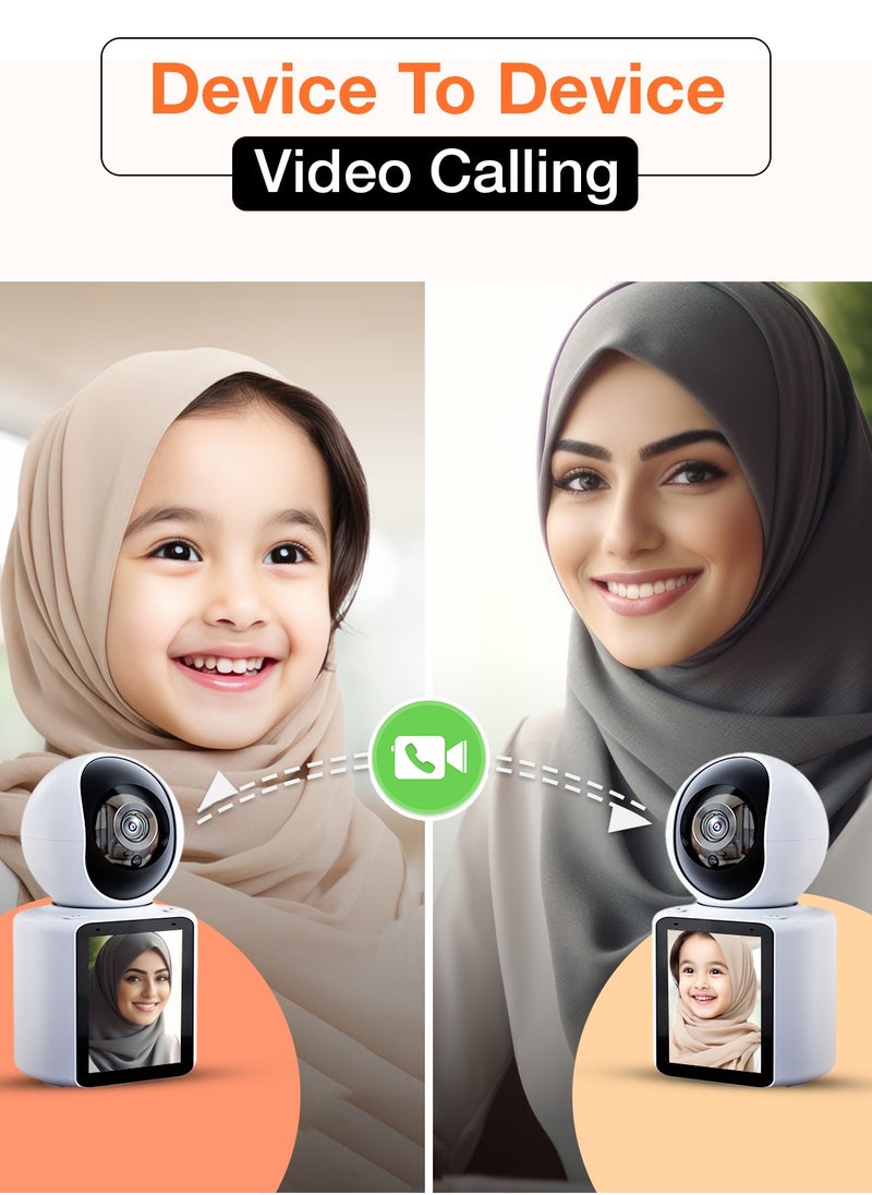 Sekyo Smart Video Calling Baby Monitor Camera with Screen - 1 Click Call, Two-Way Video Calling, 360° View | Motion Sensor, Night Vision, App Alert Indoor Pet Monitoring, Ideal for Baby Monitor, Pet Camera