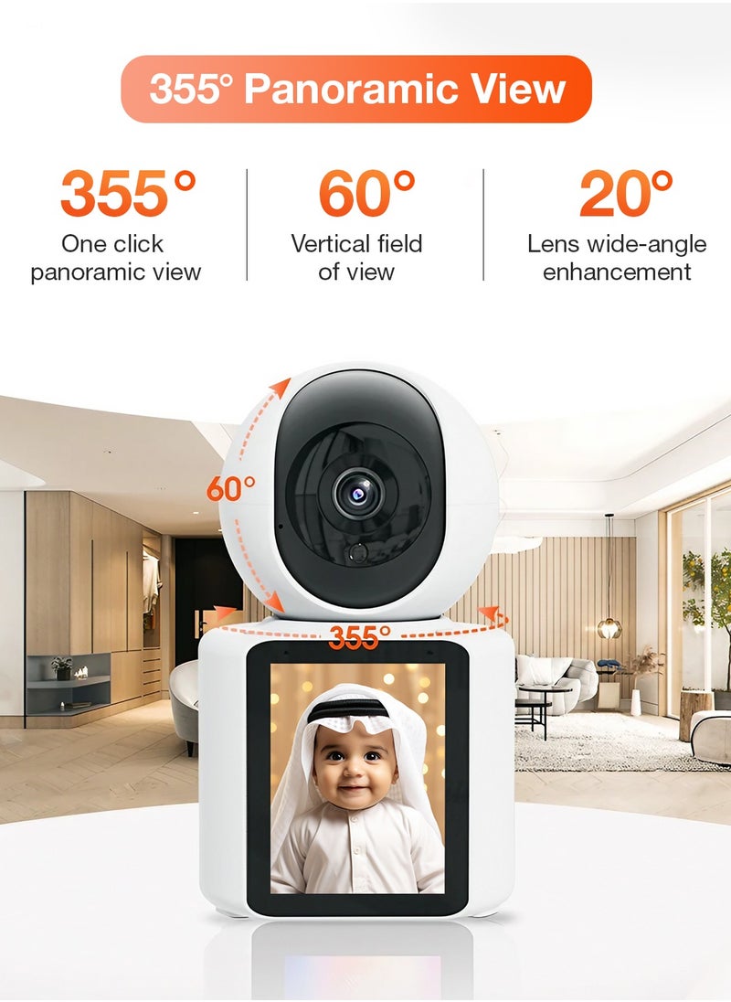 Sekyo Smart Video Calling Baby Monitor Camera with Screen - 1 Click Call, Two-Way Video Calling, 360° View | Motion Sensor, Night Vision, App Alert Indoor Pet Monitoring, Ideal for Baby Monitor, Pet Camera