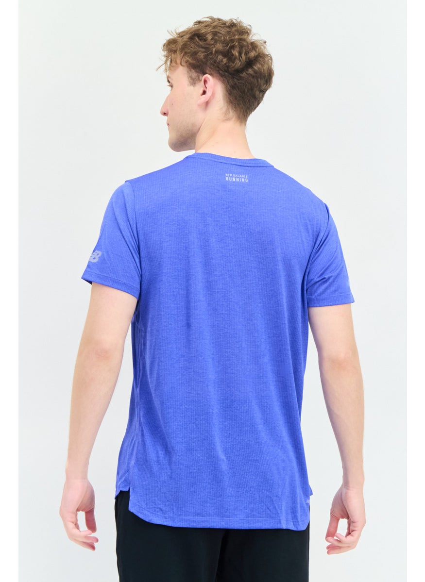 Men Athletic Fit Short Sleeves Running T-Shirt, Blue
