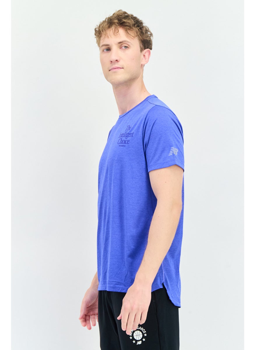 Men Athletic Fit Short Sleeves Running T-Shirt, Blue