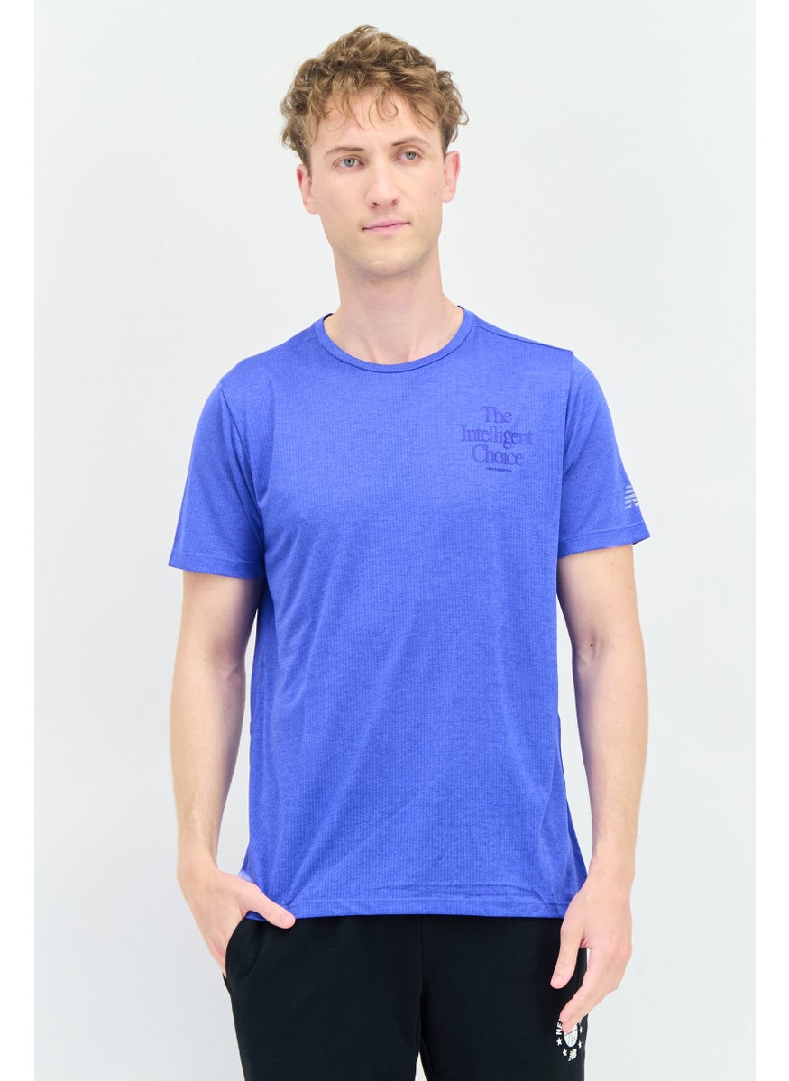 Men Athletic Fit Short Sleeves Running T-Shirt, Blue