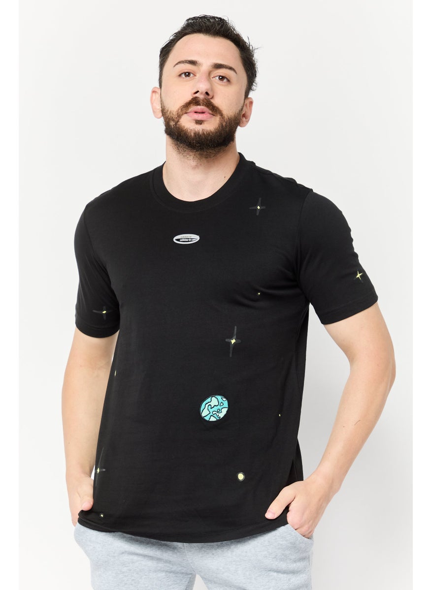 Men Sportswear Fit Short Sleeve Outdoor T-shirt, Black