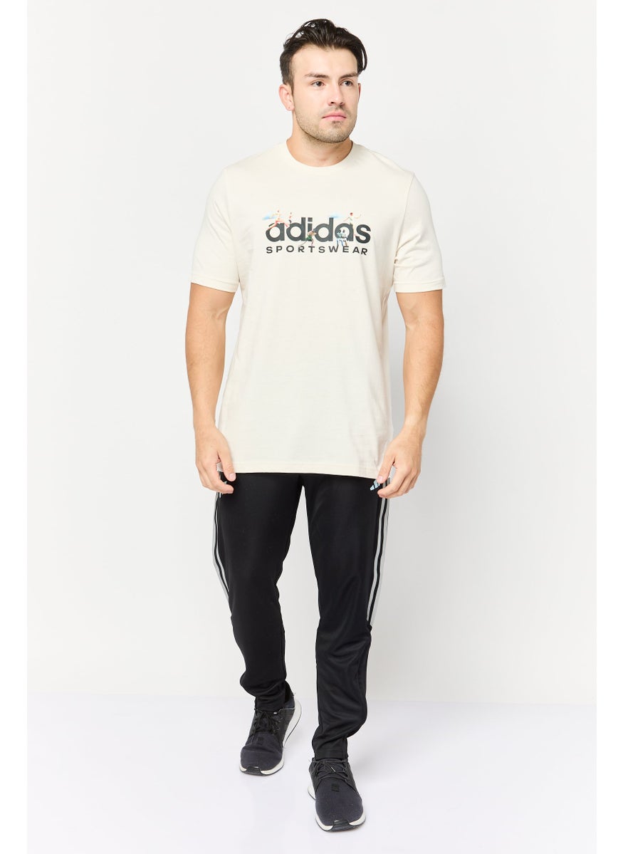 Men Sportswear Fit Short Sleeve Outdoor T-Shirts, Cream