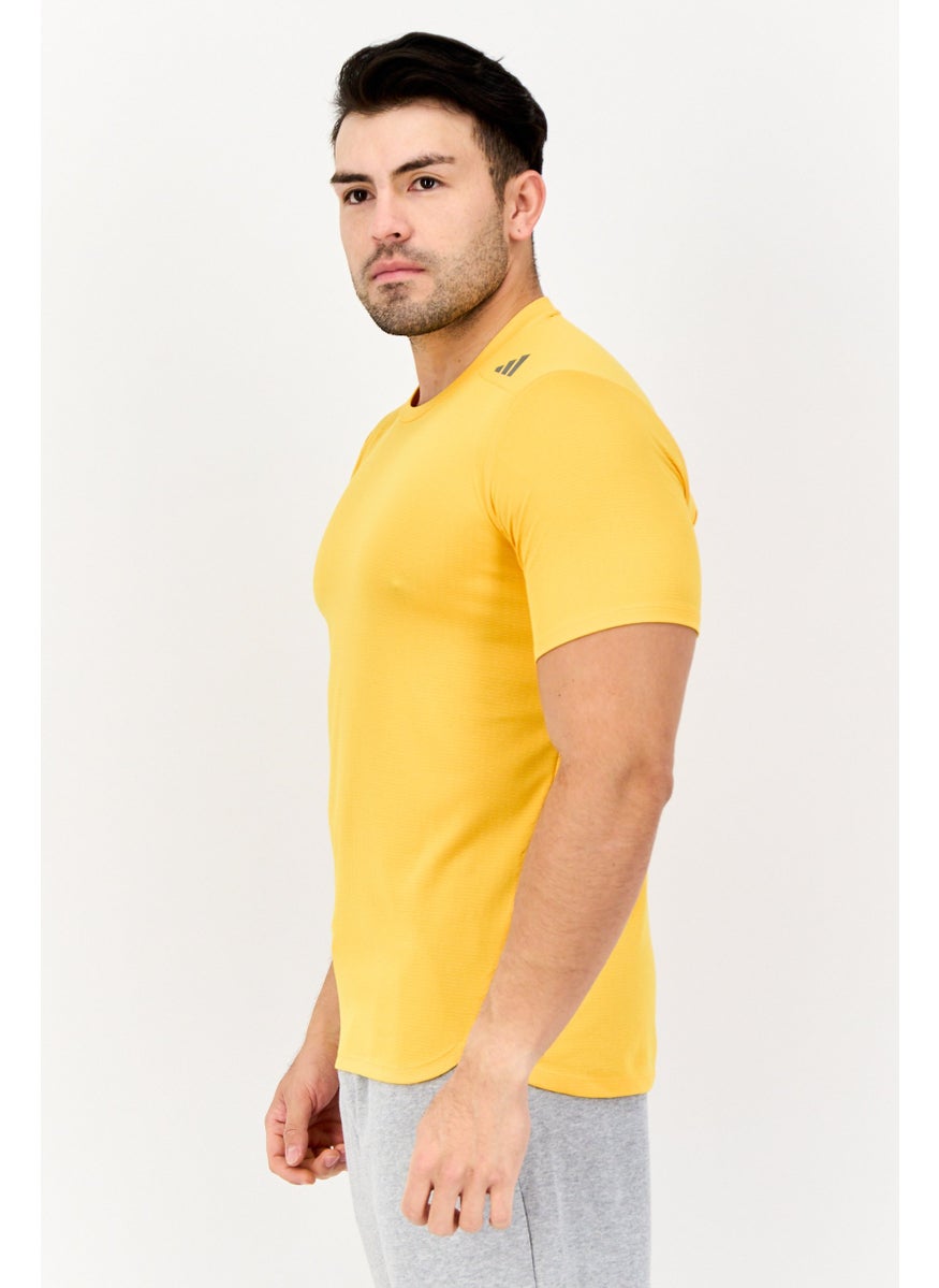 Men Sportswear Fit Shorts Sleeve Training T-Shirts, Yellow