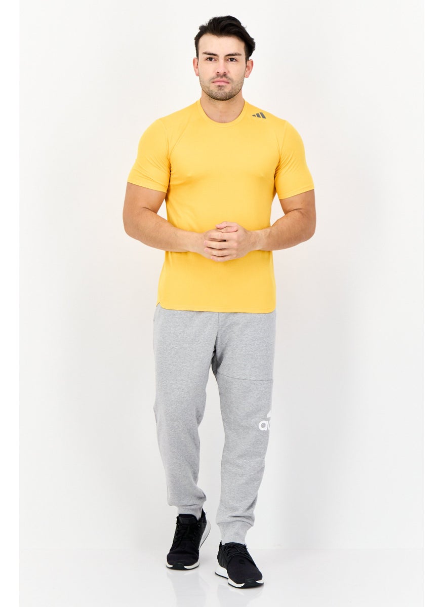 Men Sportswear Fit Shorts Sleeve Training T-Shirts, Yellow